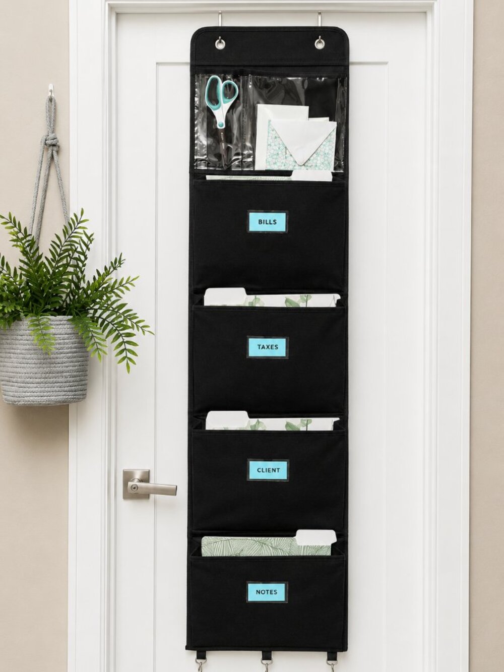 DESKORA BLACK HANGING WALL FILE ORGANIZER
